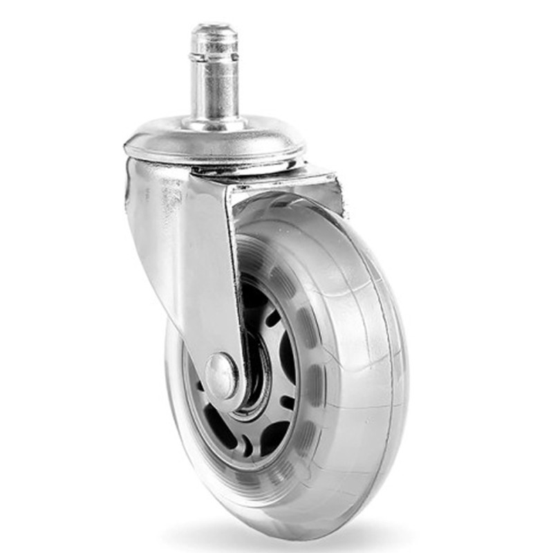 Silver Office Chair Wheels Replacement for Hardwood Floors and Carpet, PU Casters no Noise Safe Rolling, Set of 5 Heavy Duty Rollerblade Casters Fits 99% Office Chairs (Item #24C075SC) 