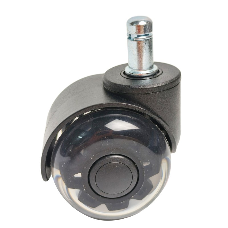 Office Chair Wheels Replacement Set of 5 - Dual 2 Inch Soft Chair Casters transparent color (Item #24E050S-BK) 