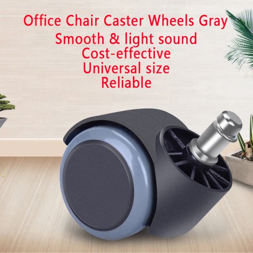 Office Chair Replacement Wheels Set of 5 - Dual 2 Inch Soft Chair Casters Black grey color (Item #59050APUS)